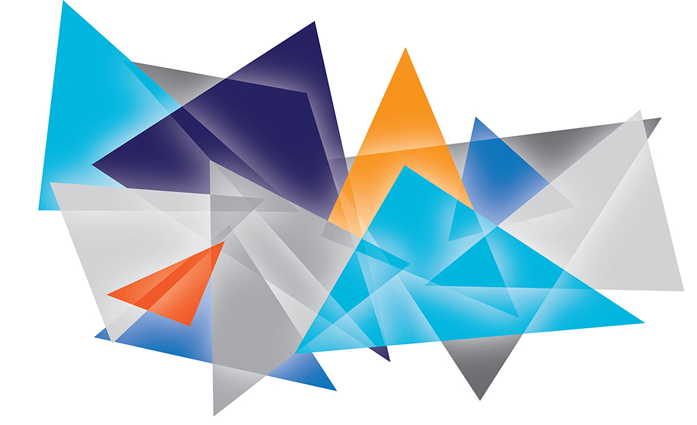 Photonics21 Graphic element that shows different coloured triangles